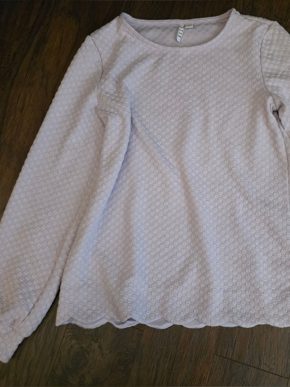 Elle Light Lavender Textured Long Sleeve Top